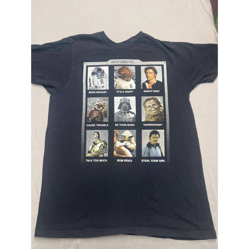 Star Wars Fifth Sun Most Likely To Graphic T-Shirt Black Mens Medium Han Solo